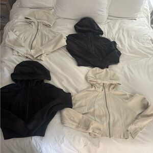 lululemon cropped scuba full zip 4 hoodies 2 black 2 bone